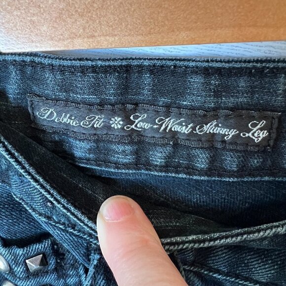 Obey Propaganda Jeans SZ 28X34 Blackish Blue Debbie Fit Low Waist Skinny Studs - Picture 7 of 14